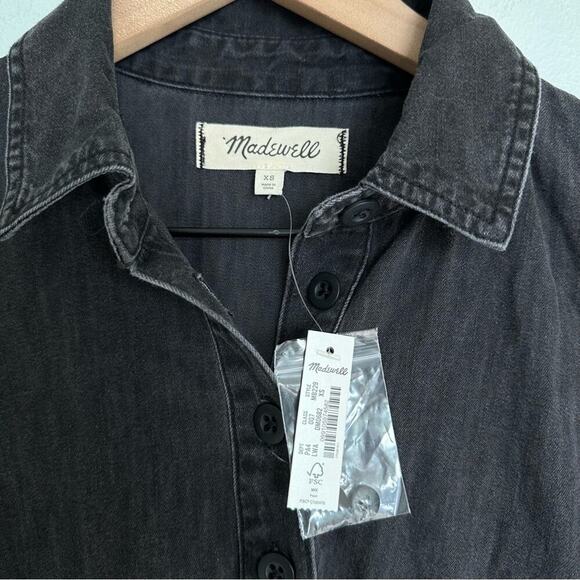 Madewell Denim Babydoll Shirtdress in Washed Black Dress - Picture 10 of 10